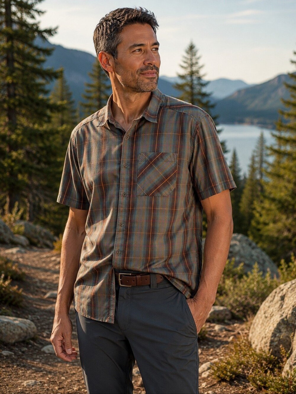 Arc'teryx Pathline SS Button-Up Shirt Plaid Hiking Travel XL